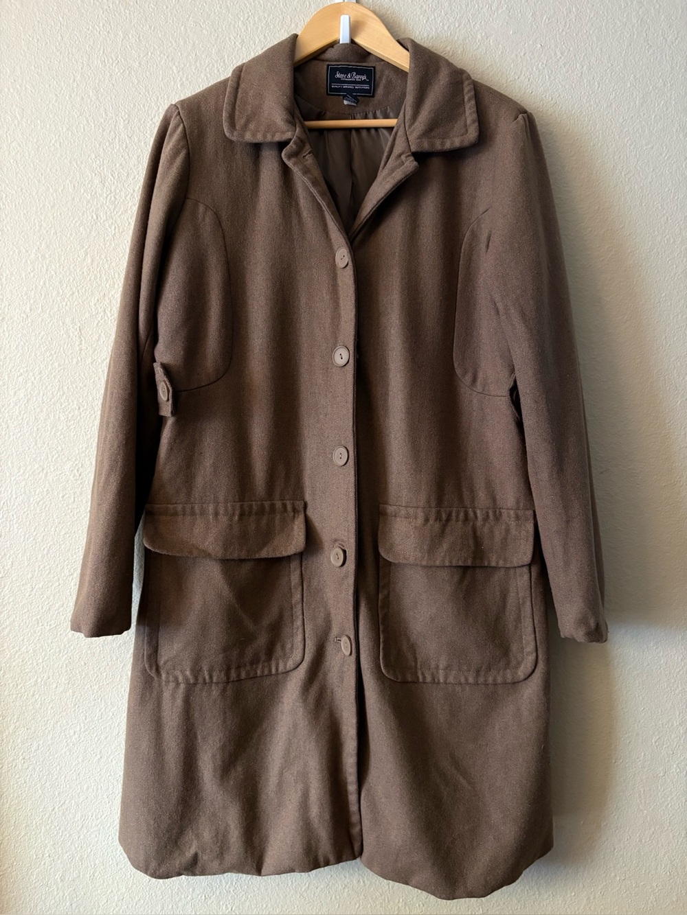 Vintage Steve & Barry's Brown Wool Blend Car Coat Jacket XL